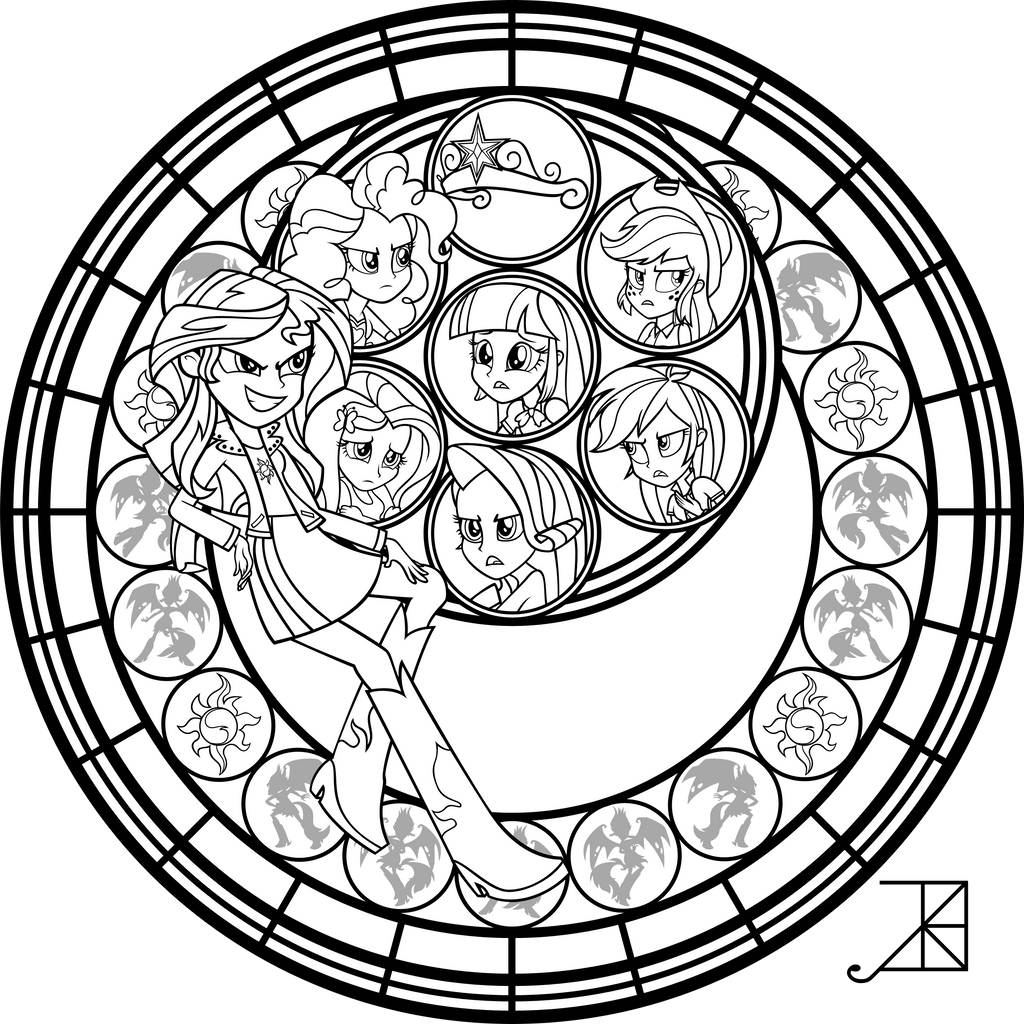 Sunset shimmer stained glass coloring page by akili