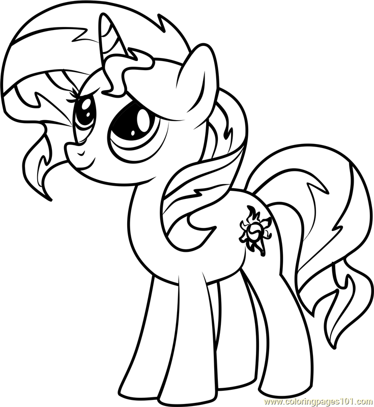 Sunset shimmer pony coloring page for kids