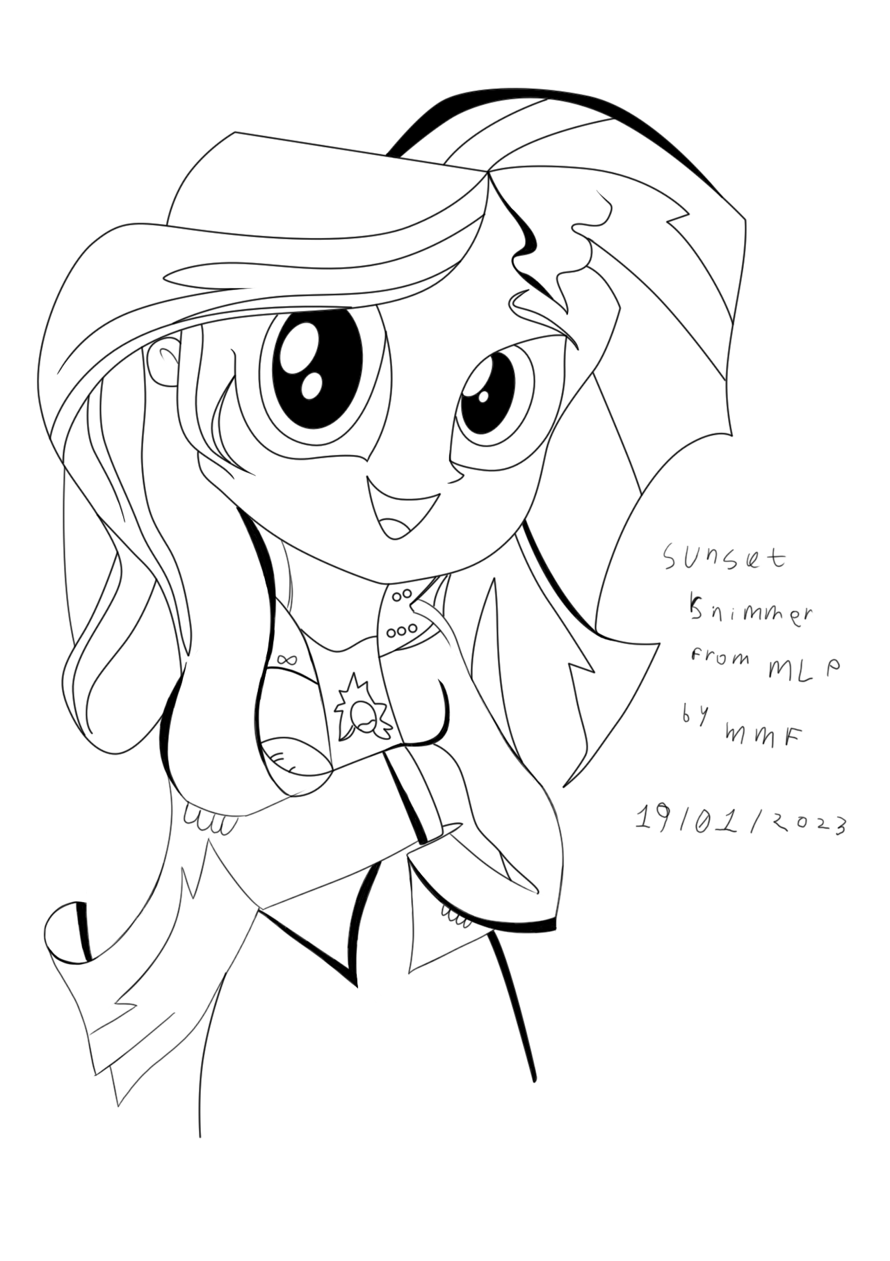 Sunset shimmer line art by mattanzamfedora on