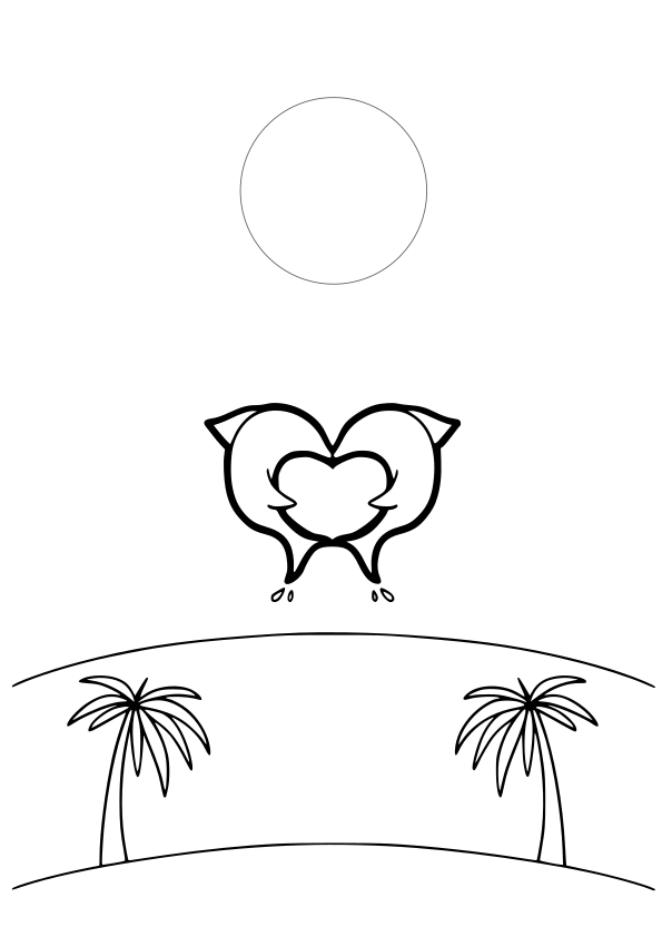 Sunset view drawing for coloring page free printable nurieworld