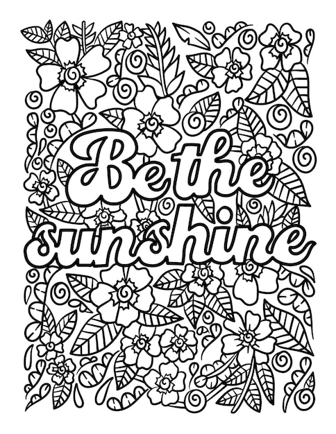 Premium vector be the sunshine motivational quote coloring page