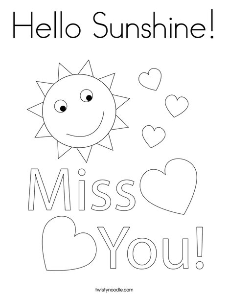 Hello sunshine coloring page
