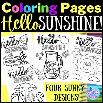 Summer coloring sheets pages hello sunshine coloring activity happy designs
