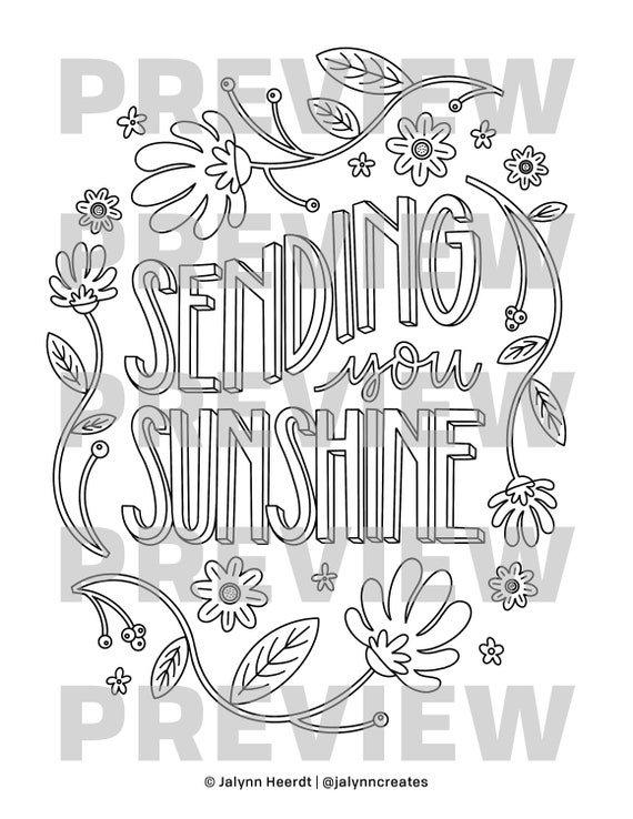 Sending you sunshine coloring page digital download