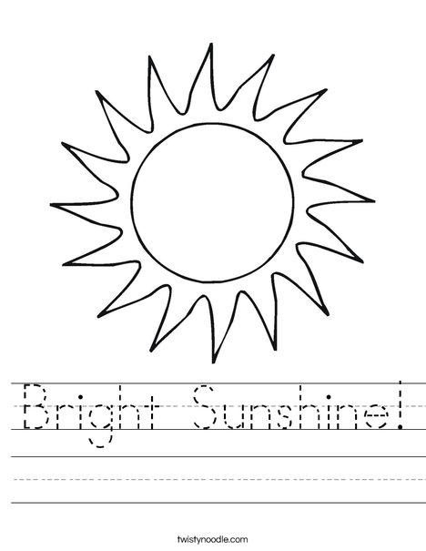 Bright sunshine worksheet