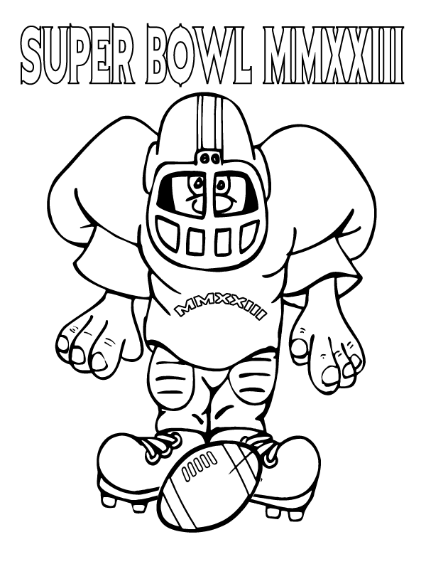 Cartoon football player coloring page
