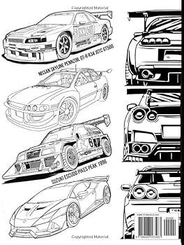 Jdm cars coloring book sport cars coloring book for adults and kids a colllection of cool supercars sport and muscle cars relaxation coloring pages for kids adults boys and car lovers