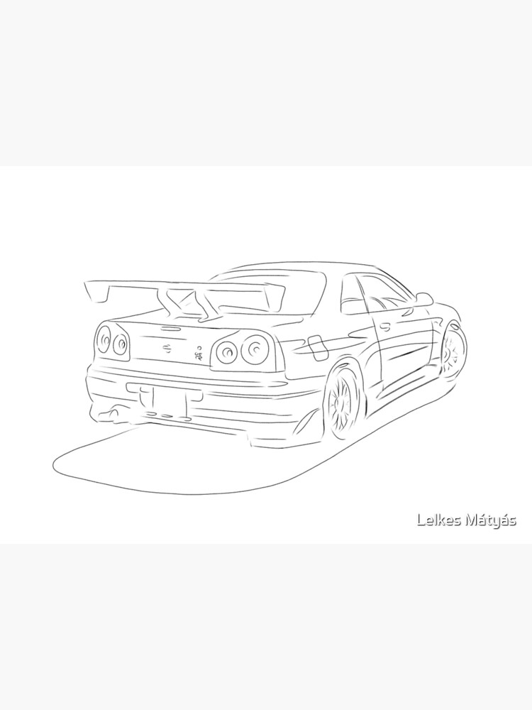 Nissan skyline r gtr minimal sketch photographic print for sale by lelkes mãtyãs