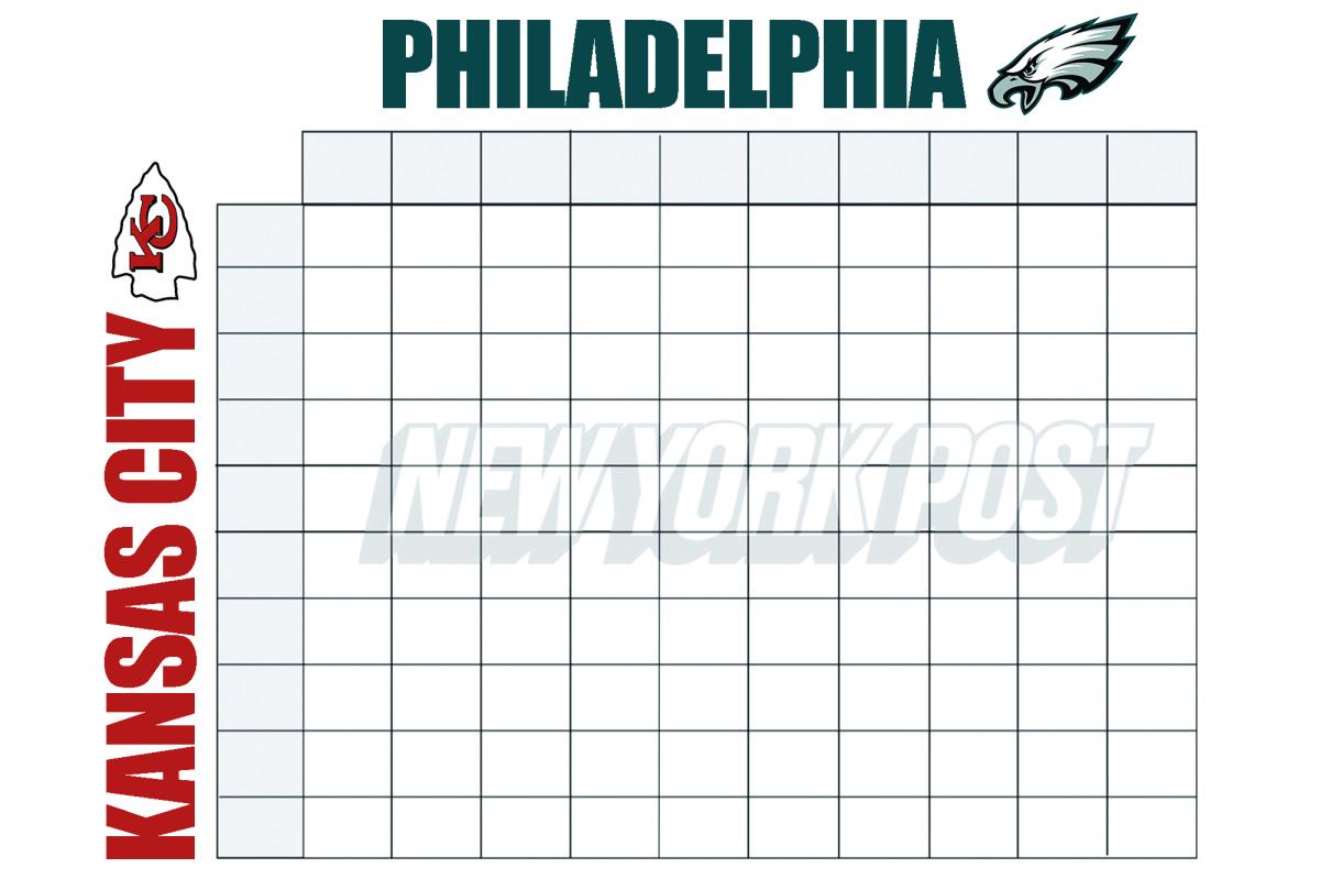 Super bowl squares printable boxes template for chiefs