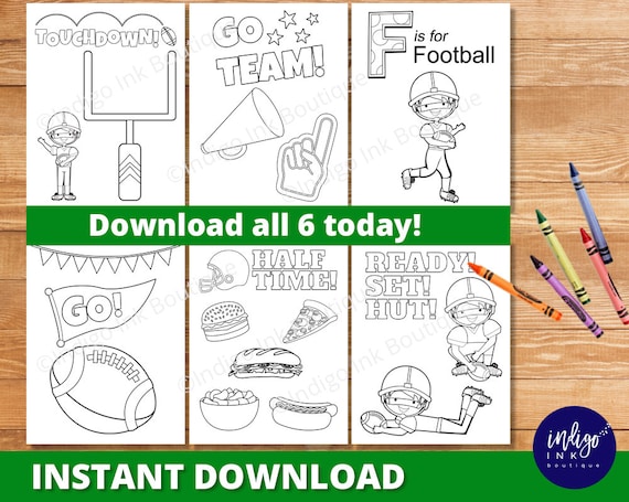 Football coloring pages for kids instant download super bowl