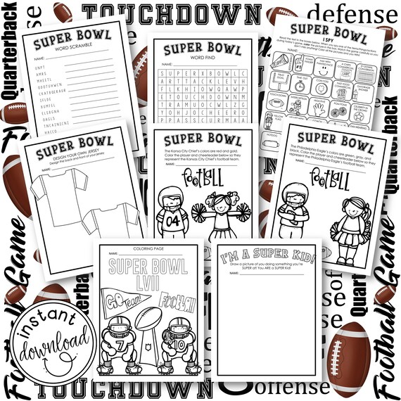 Instant download super bowl lvii for kids super bowl games