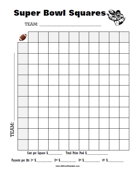 Super bowl squares template â free printable