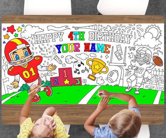 Football coloring page custom super bowl birthday sheet