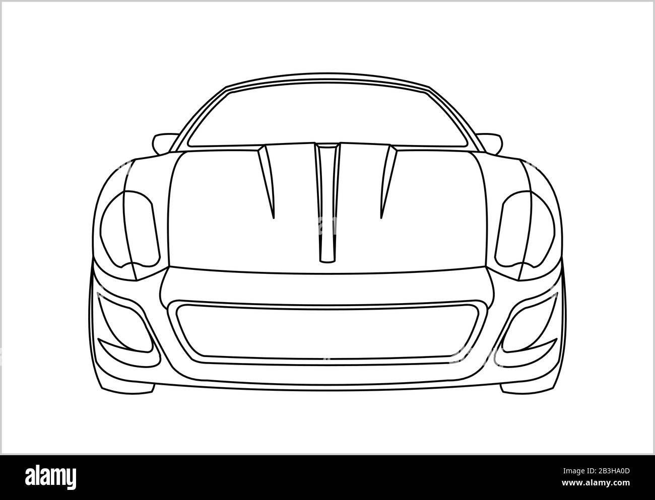 Outline car coloring book for kids and adults fast racing car front view modern flat vector illustration on white background stock vector image art