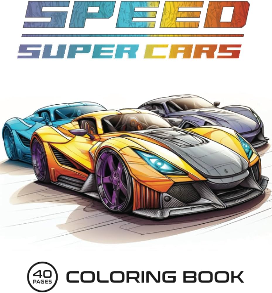 Speed super cars coloring pages for kids and perfect gift for everyone who loves super cars plum patrick books