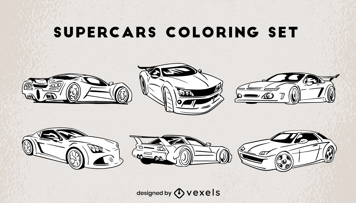 Super cars transportation coloring set vector download