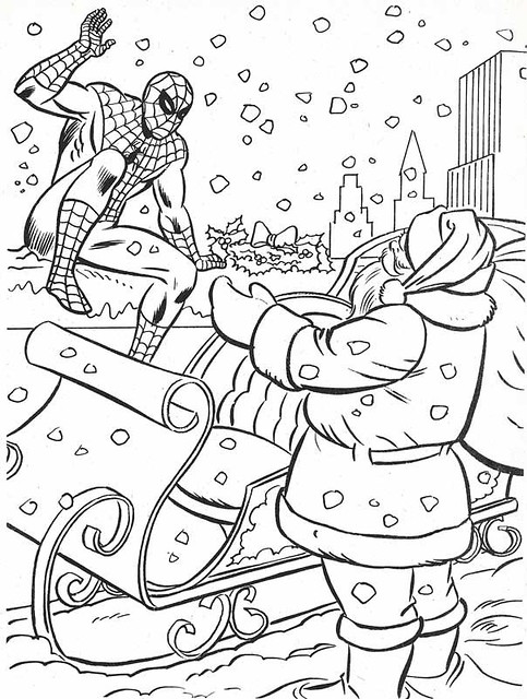 The marvel super heroes christmas coloring book page