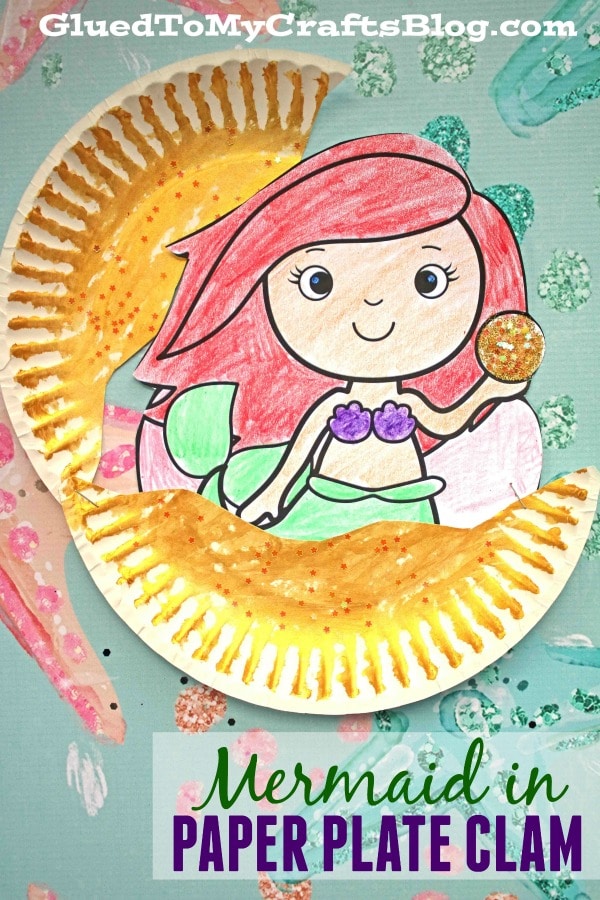 Mermaid in paper plate clam craft