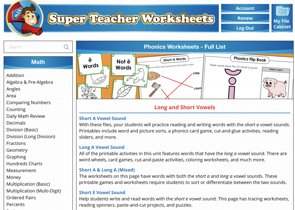 Super teacher worksheets review â homeschool tablet