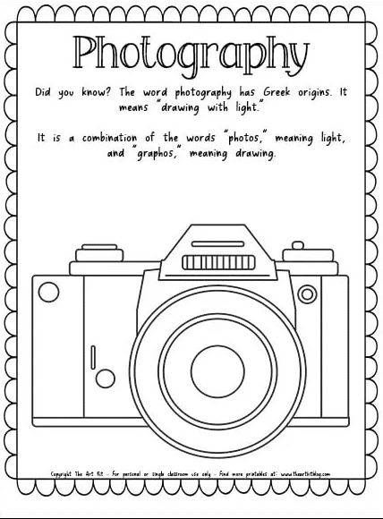 Photography coloring page free homeschool deals