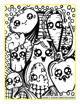 Kawaii super cute coloring page pack by art teach doodle tpt