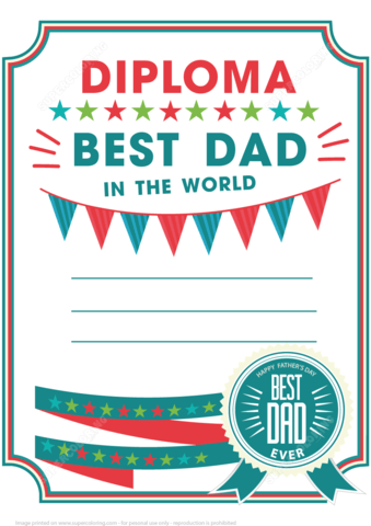 Best dad printable diploma certificate free printable papercraft templates
