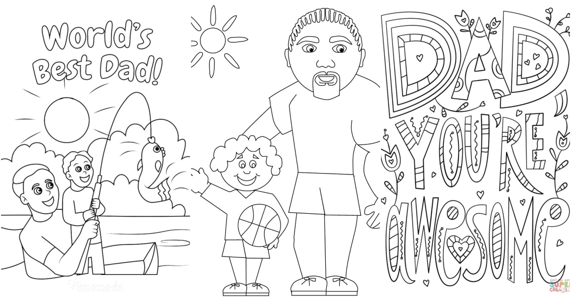 Free fathers day coloring pages for kids and adults
