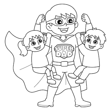 Premium vector fathers day super dad isolated coloring page