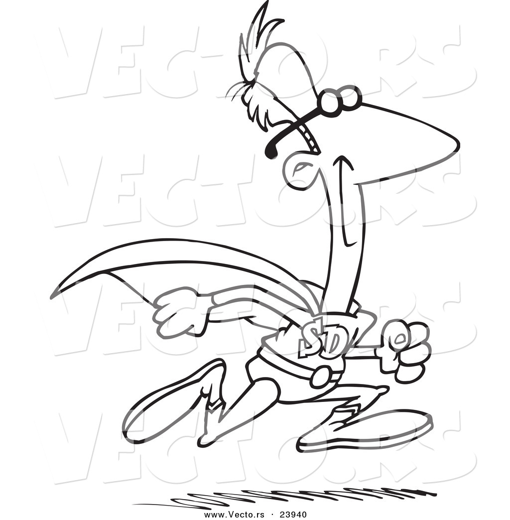 R of a cartoon running super dad
