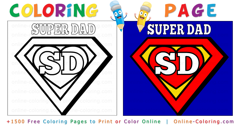 Super dad emblem free online coloring page