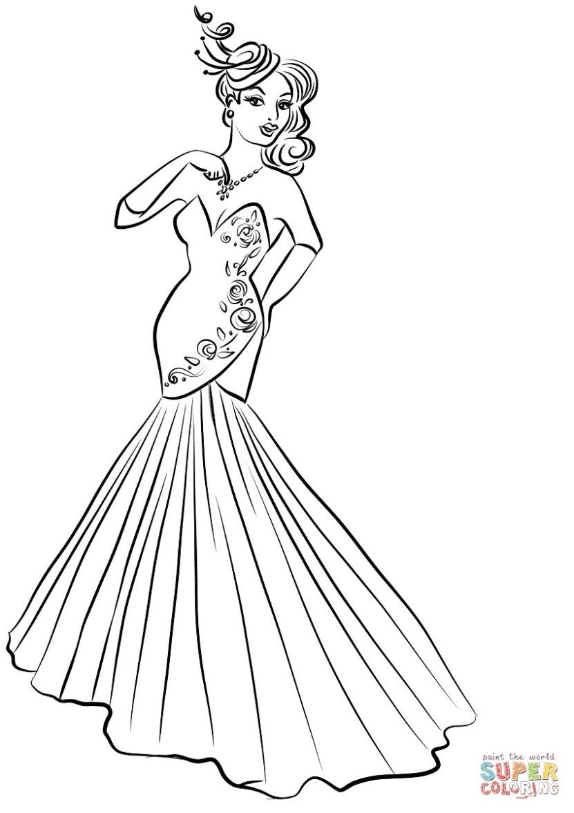 Creative picture of dress coloring pages