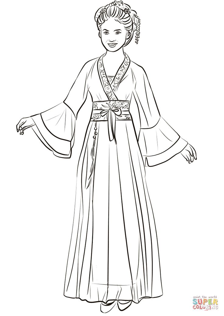 Chinese wedding dress coloring page chinese art girl chinese women chinese folk art