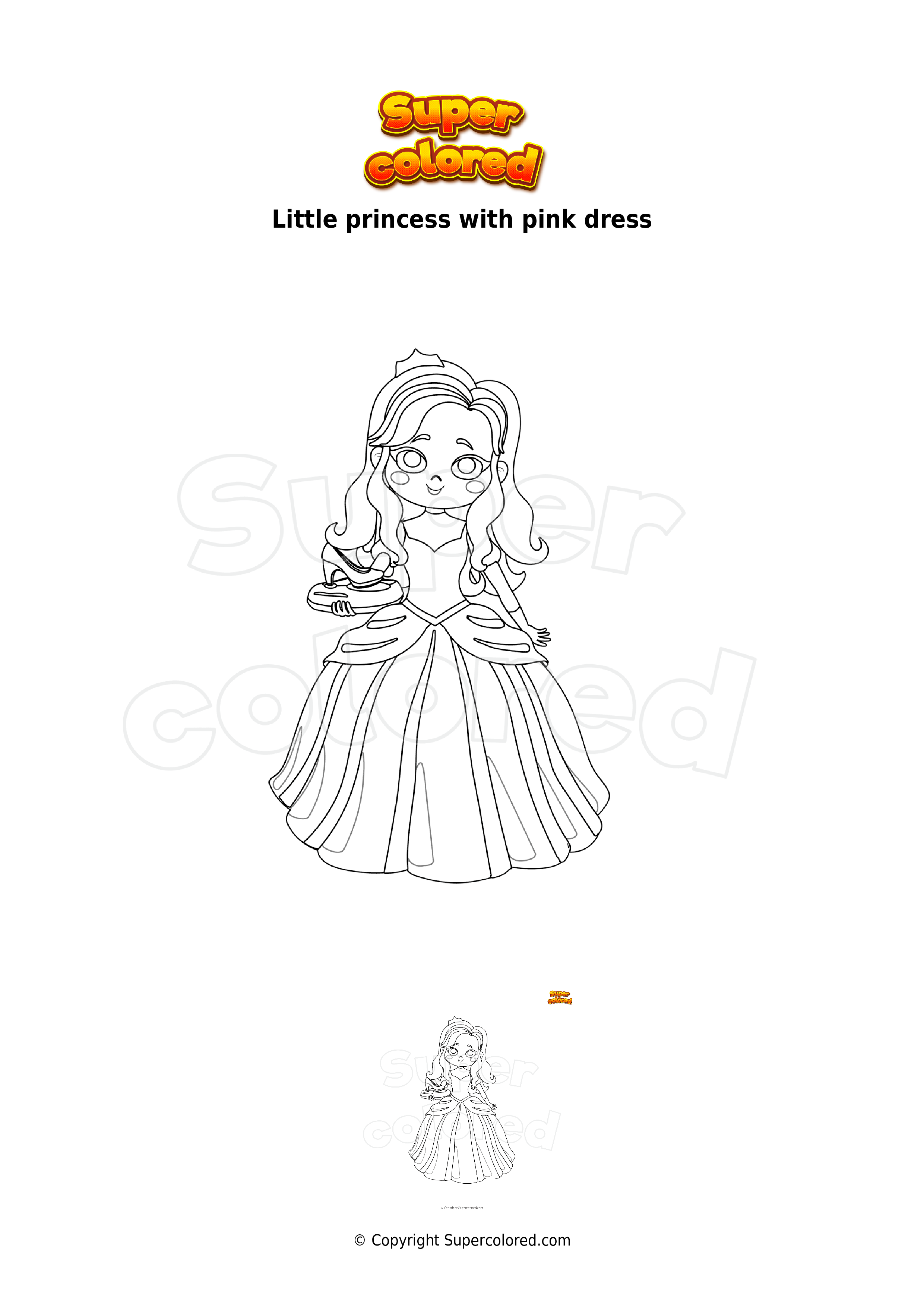 Coloring page princess with a long blue dress