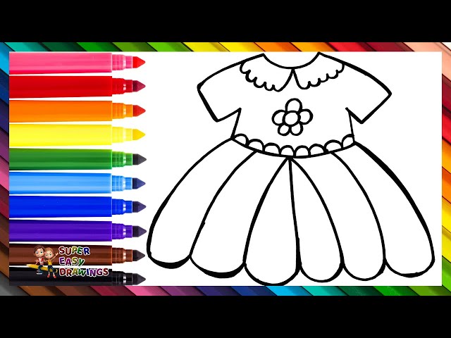 Drawing and coloring a dress ðð drawings for kids