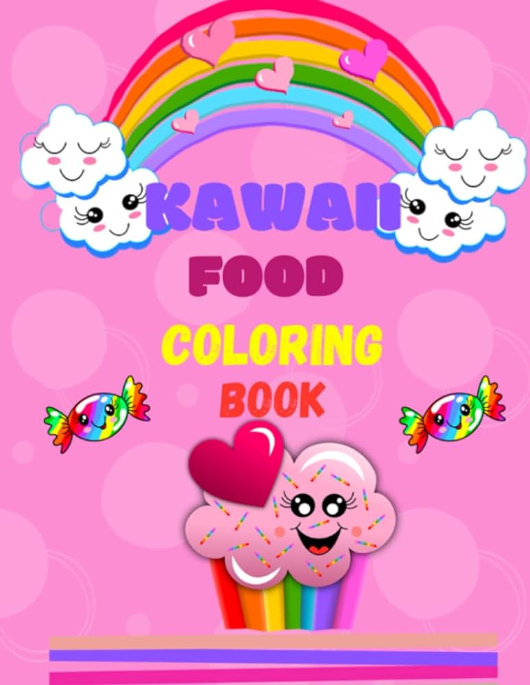 Super cute kawaii food coloring book easy coloring pages for girls kids and adults of all ages sweet treats cake french fries cupcakes and more yummy food by publishing clear path