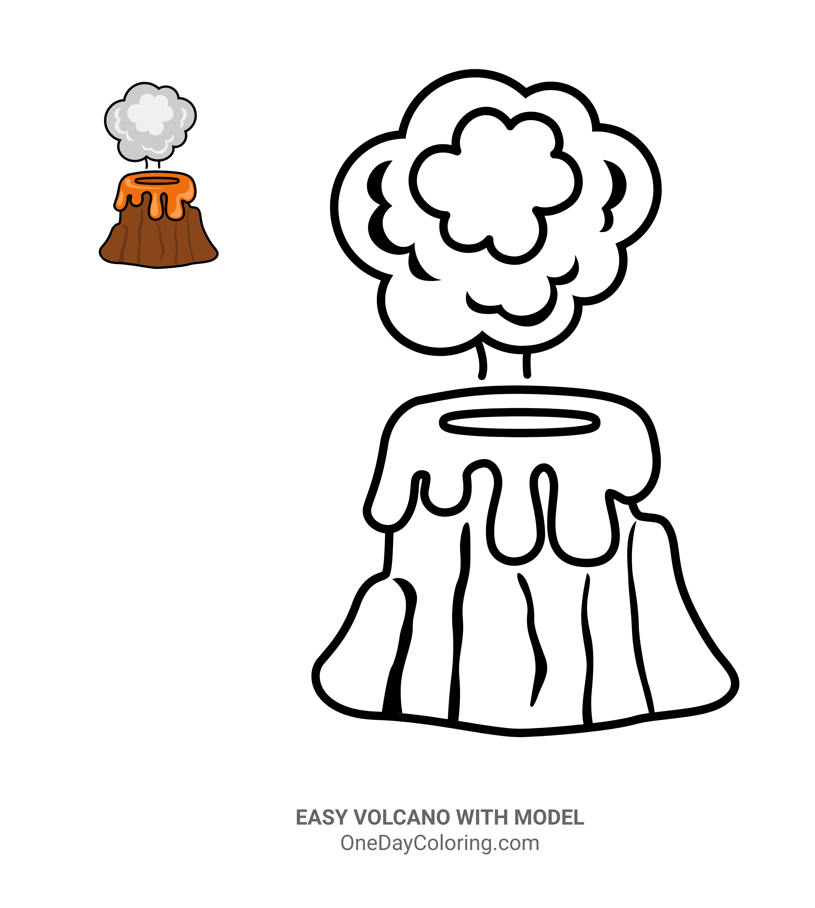 Super easy volcano with model coloring page