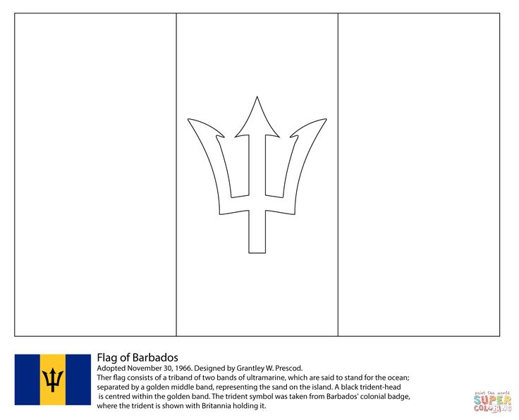 Flag of barbados super coloring flag coloring pages coloring pages coloring pages inspirational