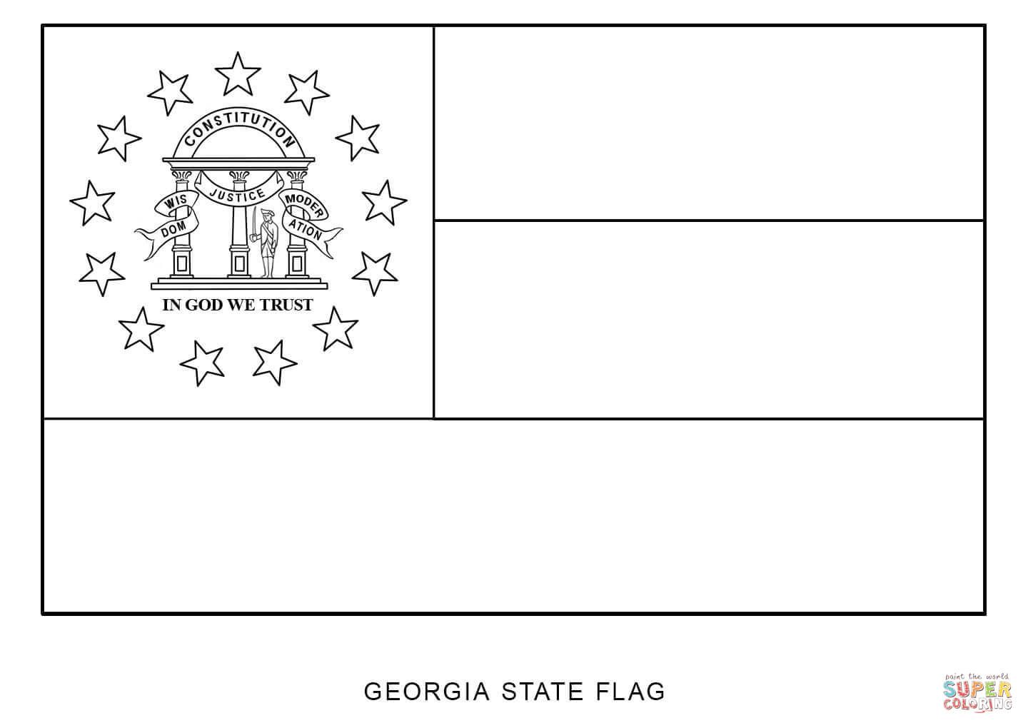 Colorful state flag of georgia coloring page