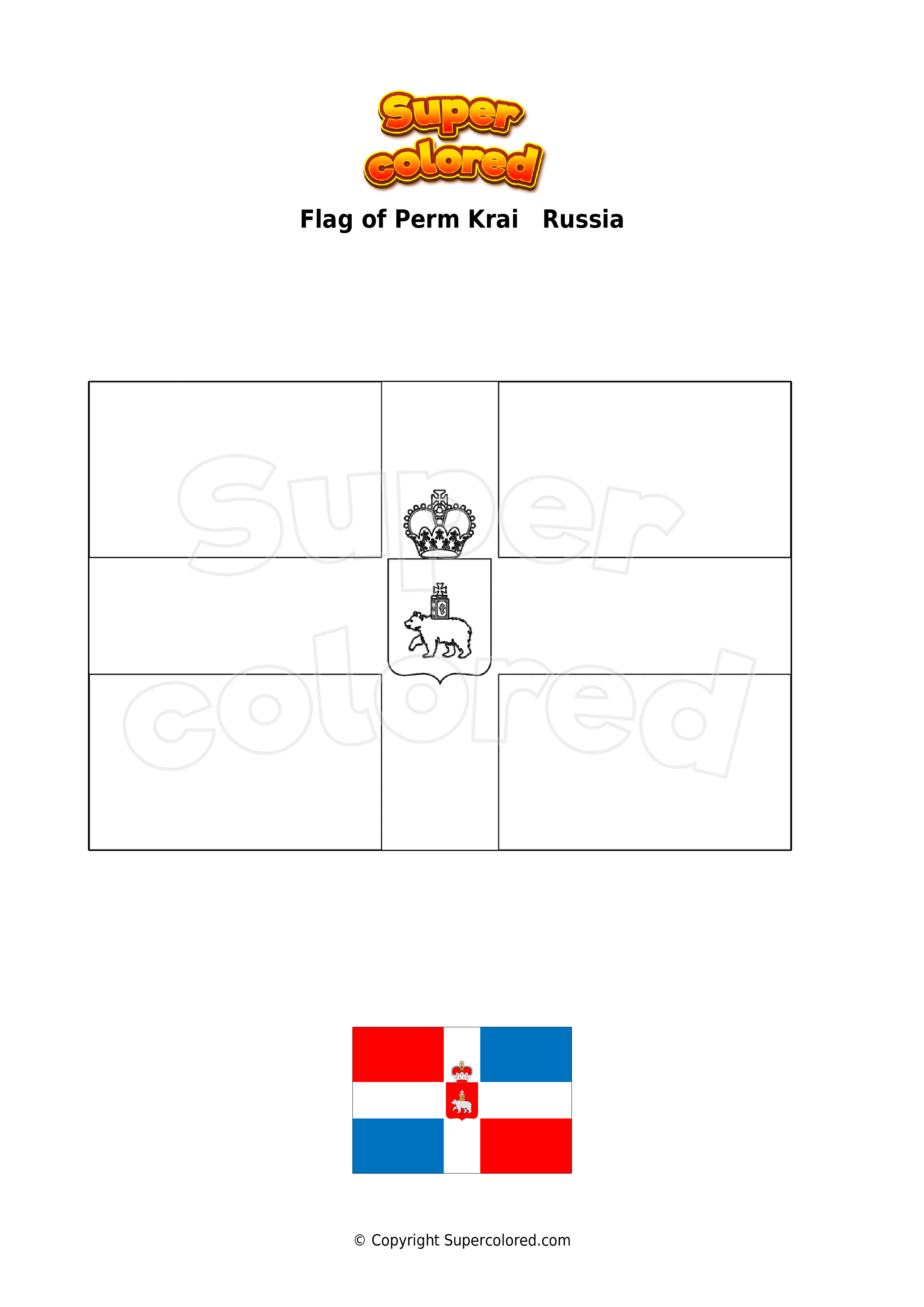 Coloring page flag of perm krai russia