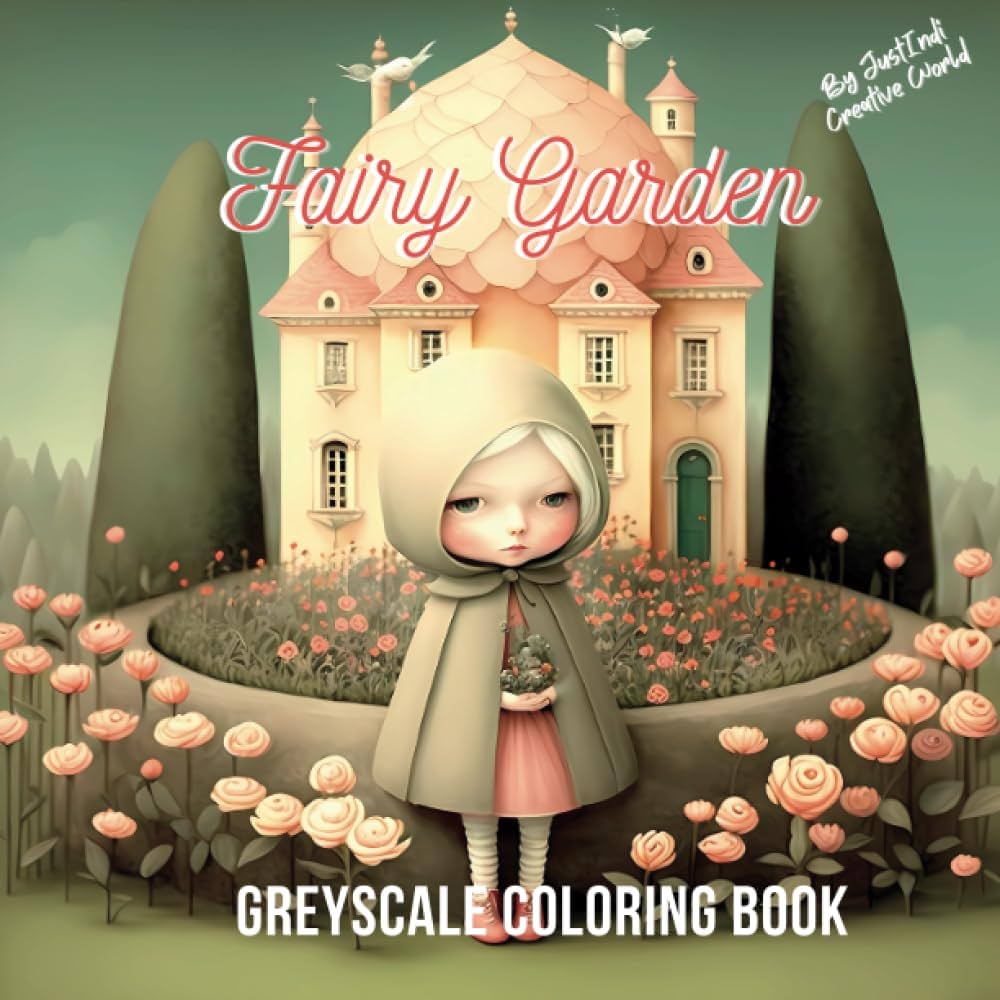 Fairy garden grayscale coloring book super cute coloring pages grayscale coloring book for teens and adults super cute grayscale coloring books creative world just indi books