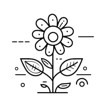 Premium vector flowers coloring page line drawing day