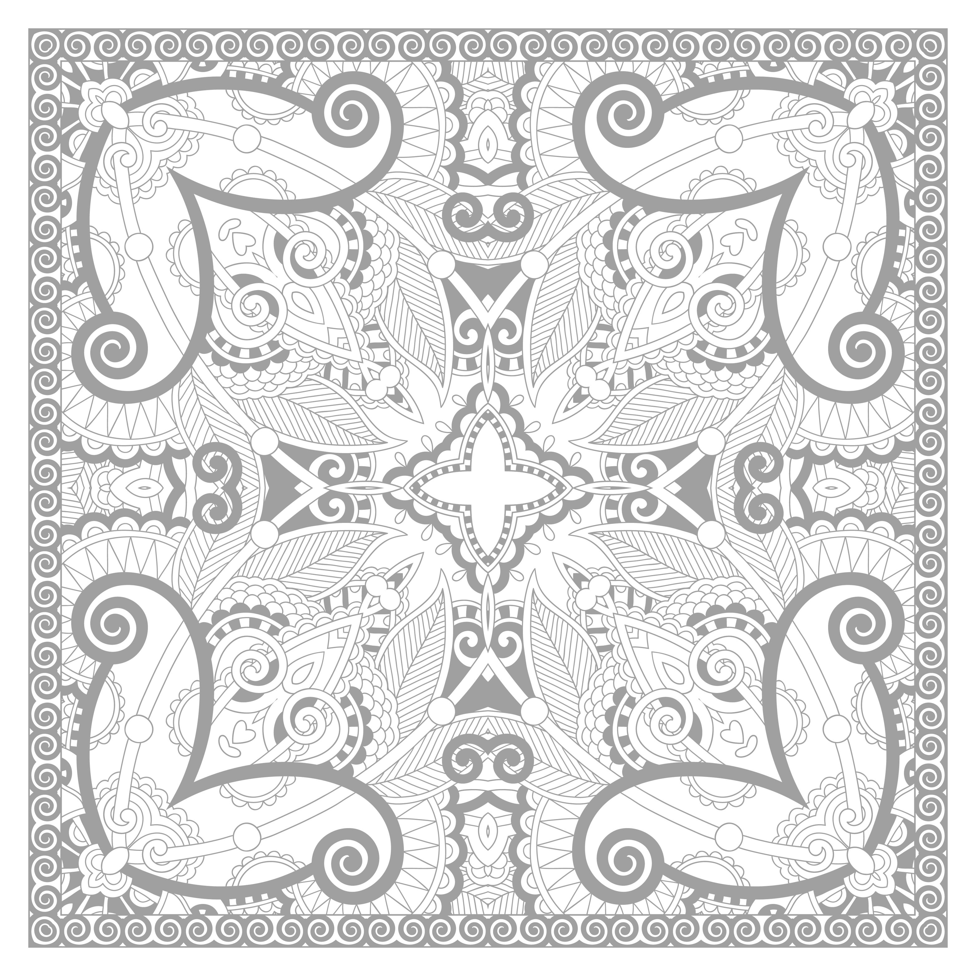 Squared complex mandala coloring page