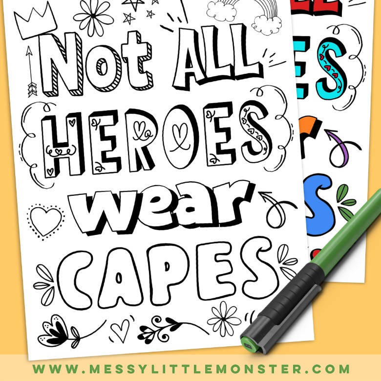 Not all heroes wear capes printable coloring page
