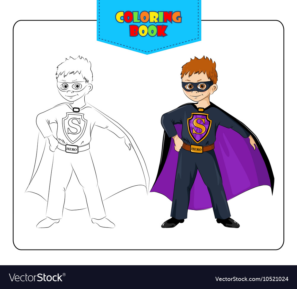 Coloring book superhero royalty free vector image