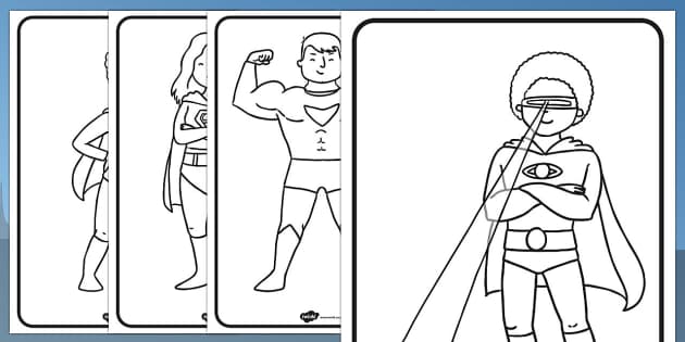 Superhero coloring sheets teacher