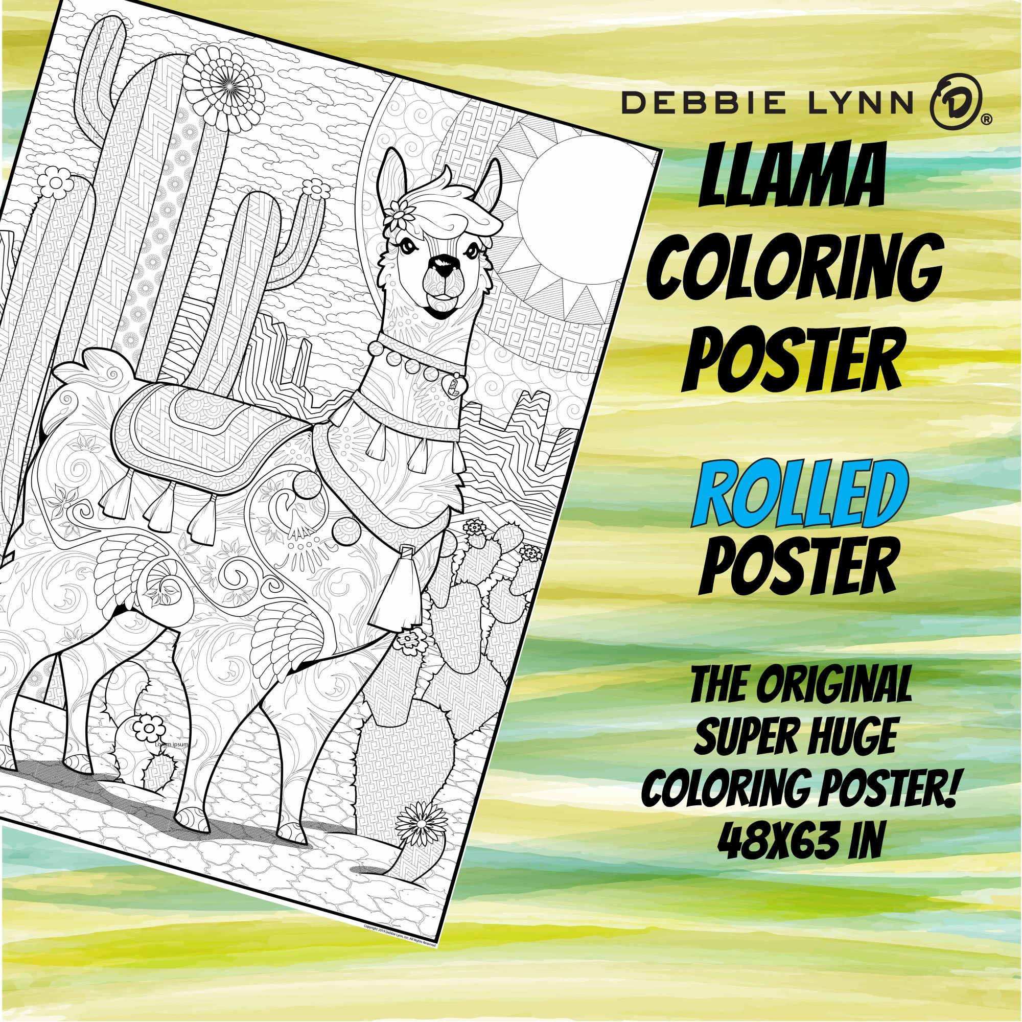 Llama coloring poster rolled super huge x llama lover poster for adult kids coloring activities a unique gift idea for llama decor