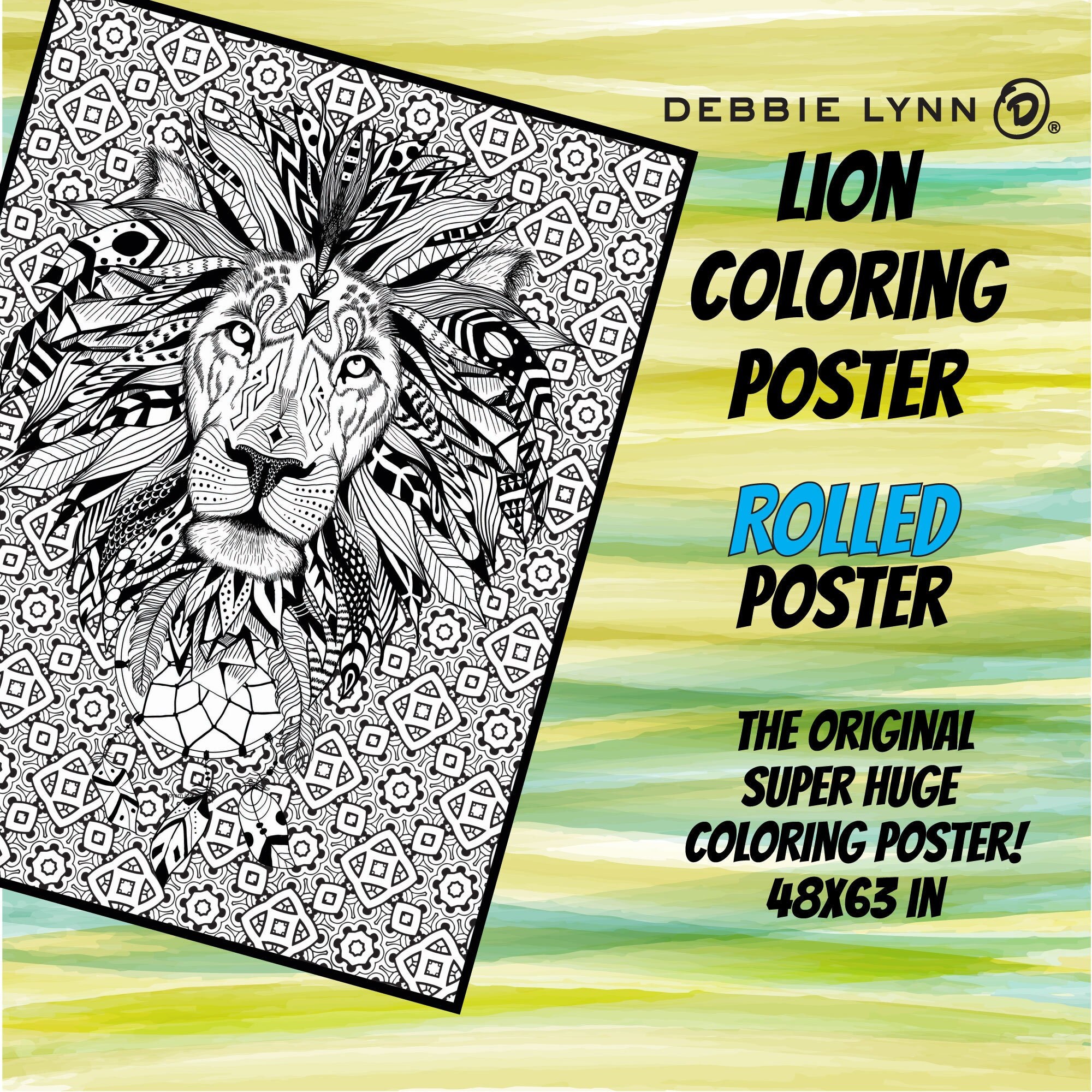 Lion coloring poster rolled super huge size x makes a unique gift for lion lovers kids birthday parties and relaxing at home