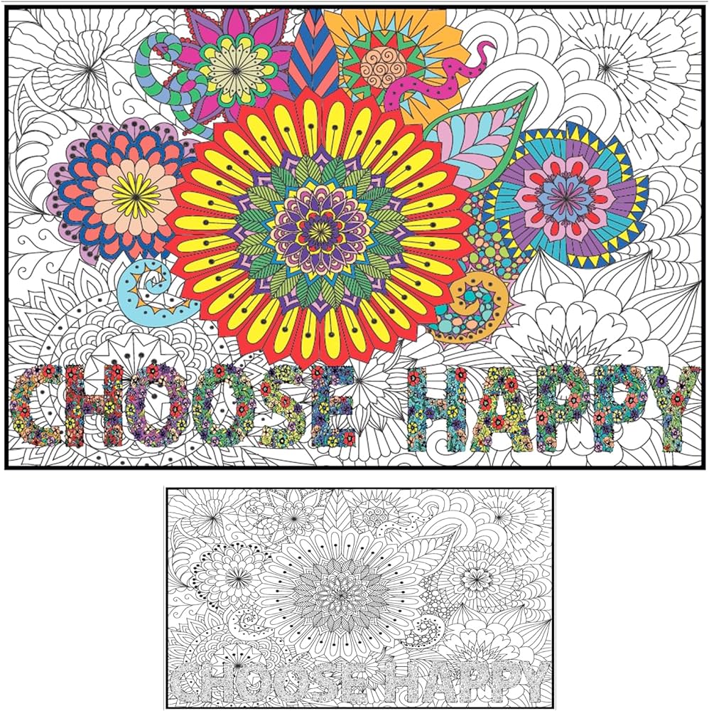 Large coloring poster for adults and kids