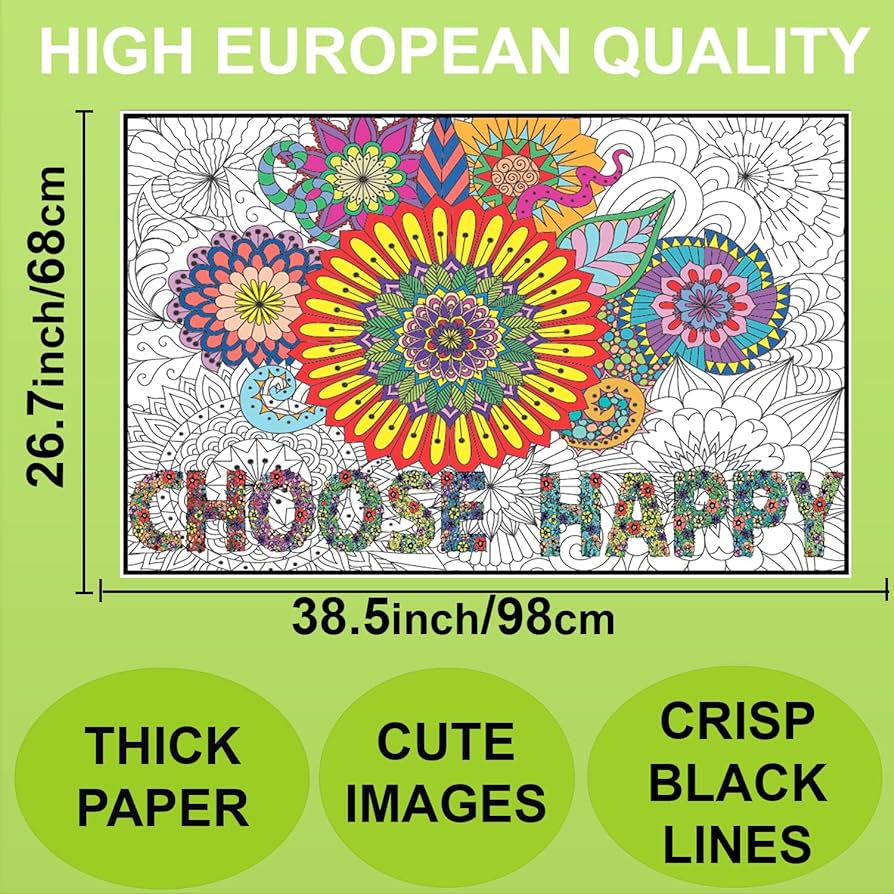 Large coloring poster for adults and kids
