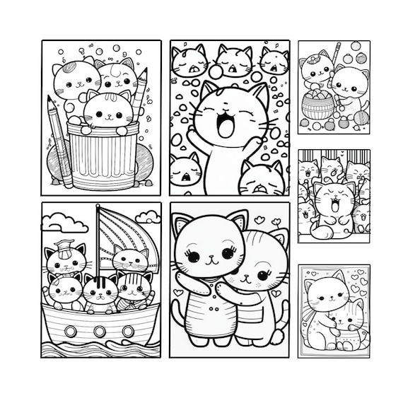 Super cute kitty coloring book snuggle kitty instant digital download cute kitties coloring pages pdf very cute easy cat lover coloring